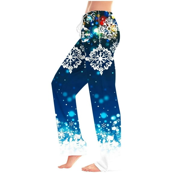 Lopecy-Sta Lounge Pants for Women Christmas Print Comfy Lounge Pants Comfy Pajama Bottom Drawstring Elastic Waist Sleepwear Long Pajamas Pants for Women