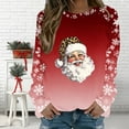thumbnail image 2 of asdoklhq Christmas Cotton Sweaters for Women Ladies' Casual Christmas Printed Long-Sleeved Crew Neck Top Red 3X, 2 of 5