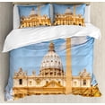 thumbnail image 1 of Obelisk Duvet Cover Set Queen Size, Day Time Photo of Historic St. Peter's Building Renaissance Architecture Traveling, Decorative 3 Piece Bedding Set with 2 Pillow Shams, Multicolor, by Ambesonne, 1 of 3