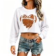 thumbnail image 2 of Crop Sweatshirt for Women Funny Football Baseball Mom Graphic Lantern Long Sleeve Pullovers Soft Lightweight Loose Fit Sweatshirts Trendy Print Shirts Daily Travel Outfits, White 2XL, 2 of 4