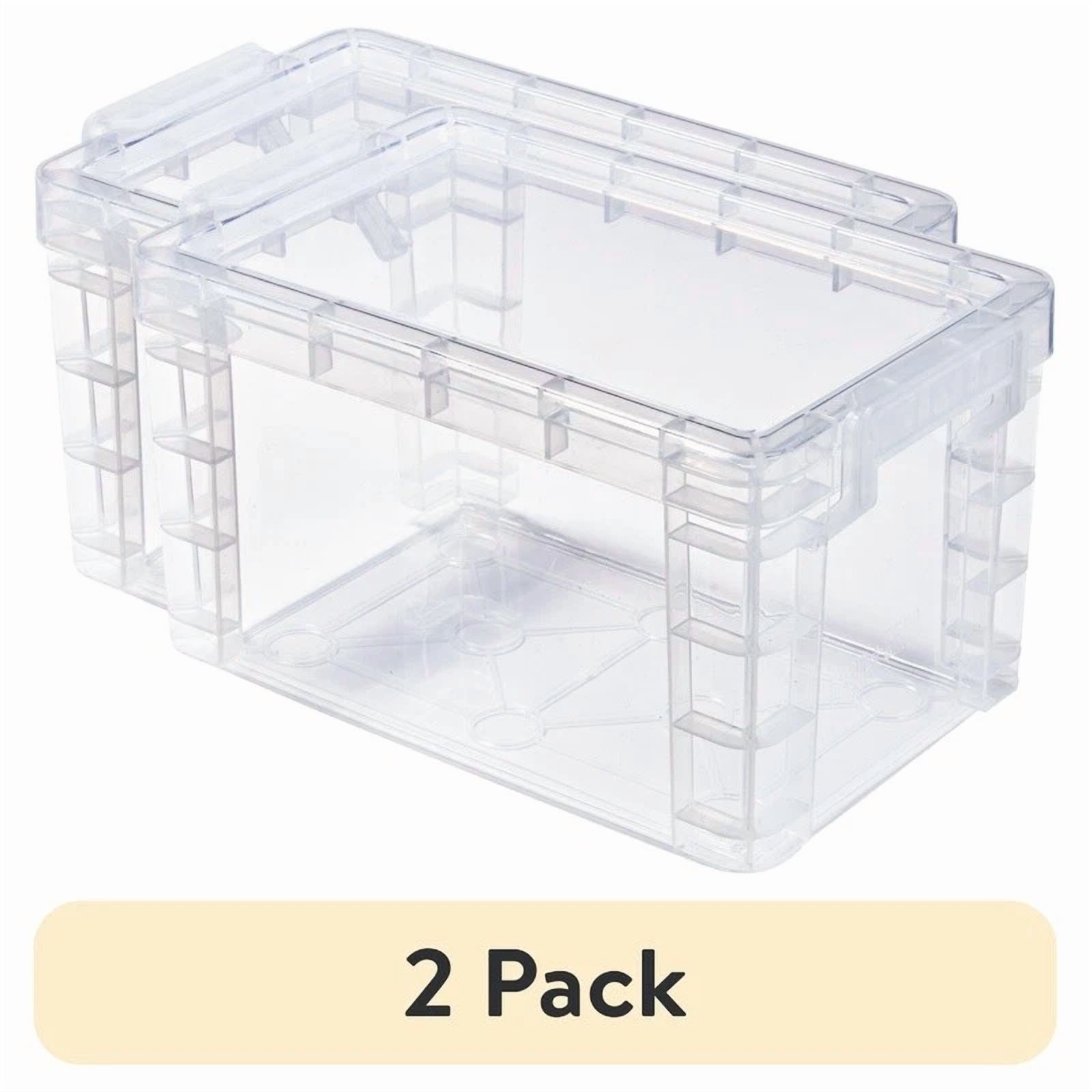 Plastic Index Card Box Organizer 2 Pack Transparent Hard Case Desktop Storage Us