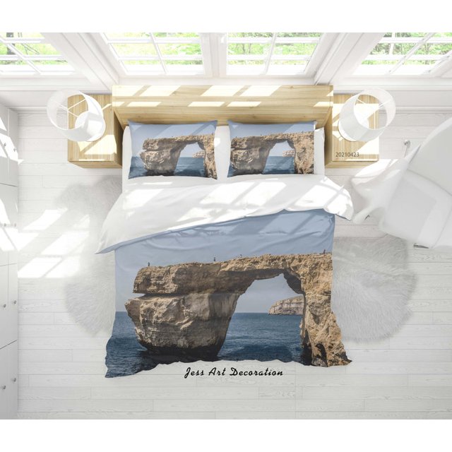 3D Sea Rock Paisaje Funda nórdica Set Ropa de cama Set Funda nórdica Fundas de almohada 51