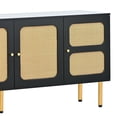 thumbnail image 3 of Country Tv Stand With , Gold Metal Base, Black, Accommodates 70'' Tvs, Woven Media Console Plenteous Storage Options Modern Stand, Black And Gold, For Abundant, 3 of 6
