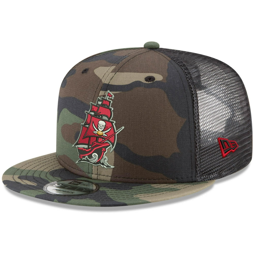 Tampa Bay Buccaneers New Era NFL Woodland Camo 9FIFTY Snapback Adjustable Trucker Hat - OSFA