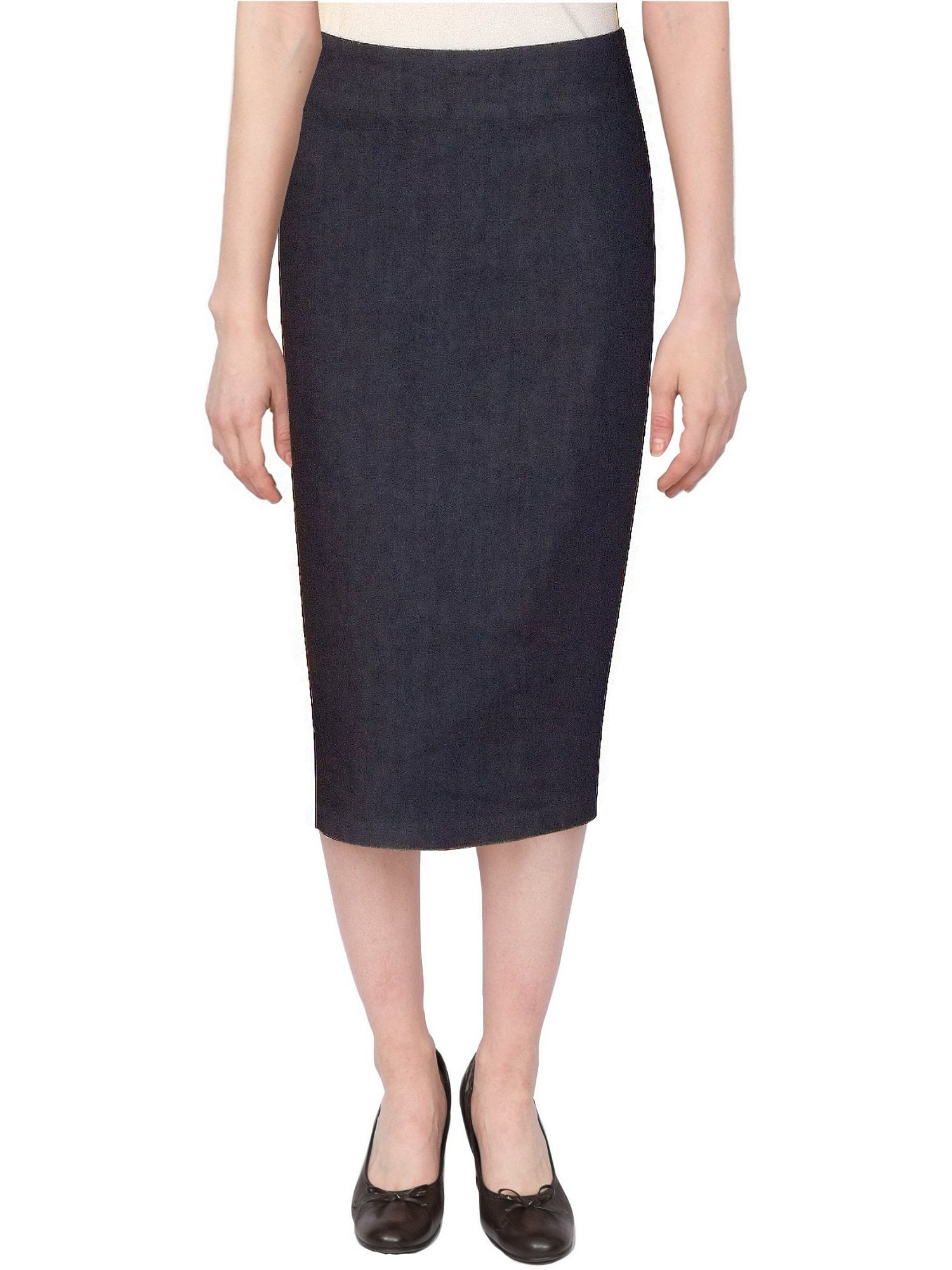 Women's Below The Knee Stretch Denim Pencil Skirt - Walmart.com