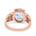 thumbnail image 3 of Rose Tone, Simulated Cubic Zirconia Size-8 Art Deco Oval Wedding Engagement Ring 925 Sterling Silver, 3 of 7