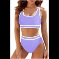 thumbnail image 2 of Conjuntos de Bikini para Mujer, Trajes de Baño Deportivos de Dos Piezas, Trajes de Baño de Corte Alto con Bloques de Color, , L, 2 of 5
