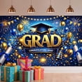 thumbnail image 4 of 6x4ft Blue and Gold Graduation Photography Backdrop, Congratulations Grad Photo Booth Background with Cap Diploma Balloons, 2026 Grad Party Decorations Supplies, 4 of 7