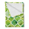 thumbnail image 2 of Watercolor Soft Flannel Fleece Blanket, Moroccan Trellis Pattern in Green Tones Watercolor Vintage Artwork, Cozy Plush for Indoor and Outdoor Use, 60" x 80", Lime Green Yellow White, by Ambesonne, 2 of 5