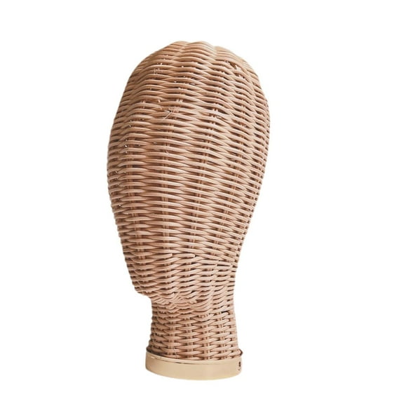 Gazechimp Hat Display Holder Rattan Rattan Mannequin Head Stand for Hair Salon Scarves