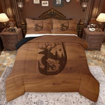 Homewish Boys Girls Jungle Animal Deer Bedding Comforter Set 2pcs,Big Bass Fish Twin Comforter Sets Microfiber,Wildlife Fishing And Hunting Breathable Bedding Set,Breathable Home Decor