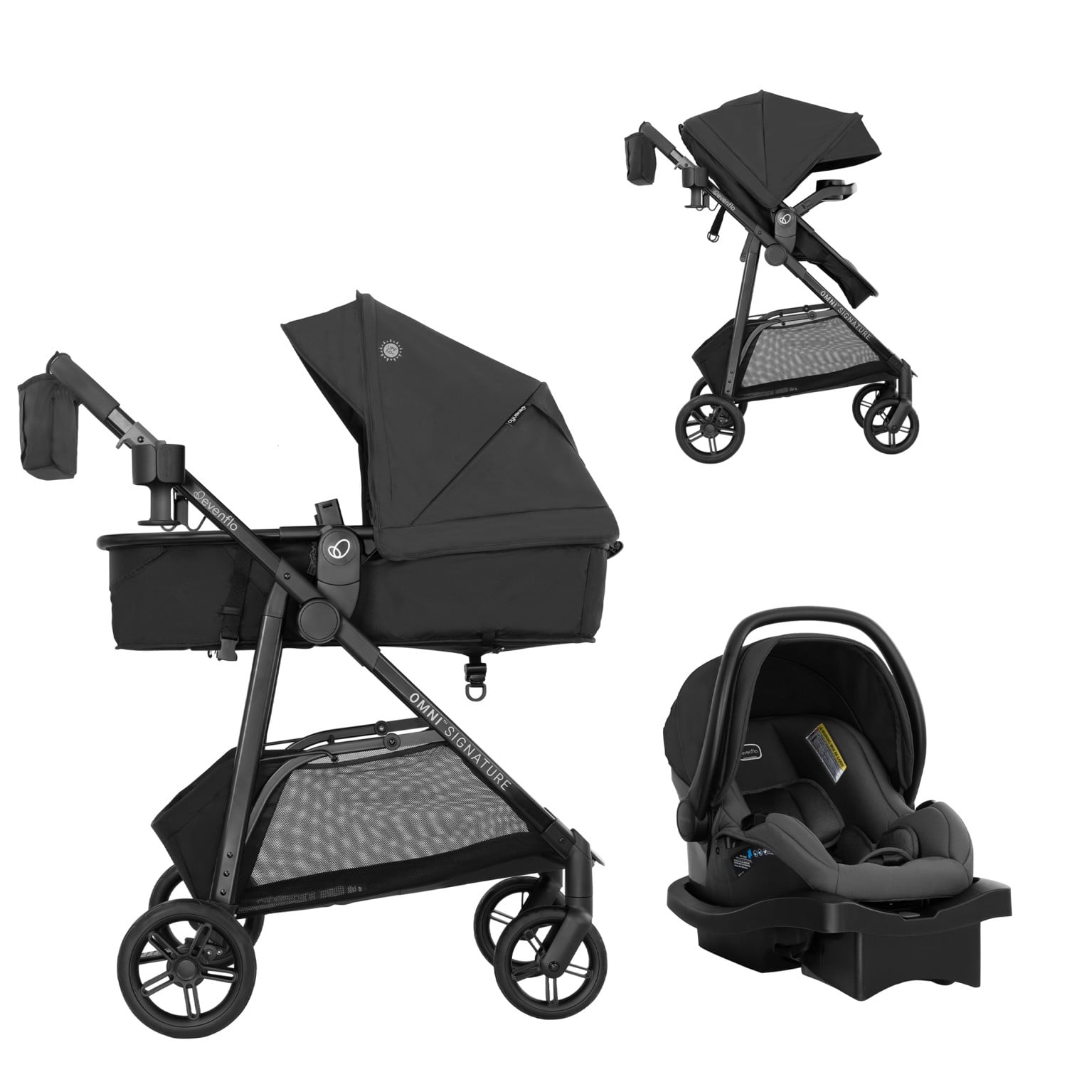Evenflo Omni Signature Travel System with LiteMax Infant Car Seat, Porto Black