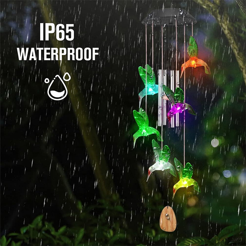 Wind Chimes, Hummingbird Solar Wind Chime Lights, Waterproof for Outside, Patio, Garden