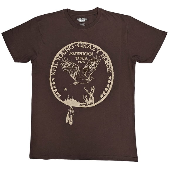 Neil Young Unisex T-Shirt Tour '76 Seal (Brown)