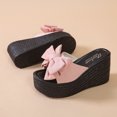 thumbnail image 3 of asddcavvf Ladies Fashion Cloth Bow Fish Mouth Platform Wedge Heel Casual Slippers, 3 of 7