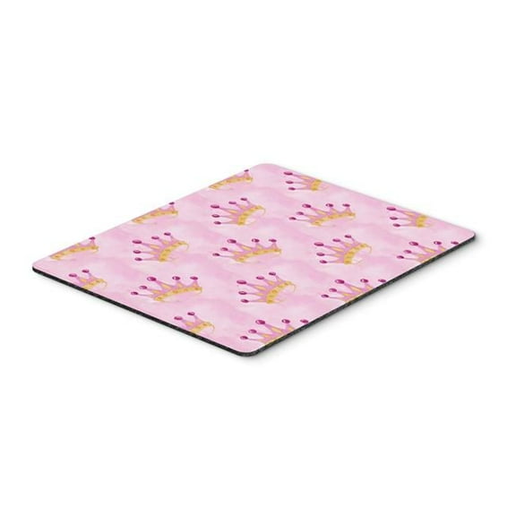 Watercolor Princess Crown on Pink Mouse Pad - Pink - 9.5 x 0.25 x 8 in
