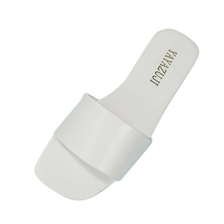 

Slippers For Women Fashion Summer Ladies Slippers Flat Light Solid Color Open Toe Breathable Casual Beach Style