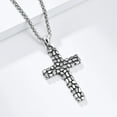 thumbnail image 4 of Cross Necklace for Men 925 Sterling Silver Cross Pendant with 24 Inch Chain Stone Texture Cross Necklace, 4 of 4