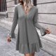 thumbnail image 5 of Vestidos Para Mujer Vestidos Casuales Otoño Cuello Pico Manga Larga Color Sólido Botón Volante Manga Vestido Odeerbi ODB139339, 5 of 6