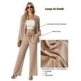thumbnail image 4 of MINTREUS Lounge Sets for Women Casual Long Sleeve Button Down Shirt and Drawstring Wide Leg Pants Two Piece Outfits with Pockets Pjs, 4 of 7