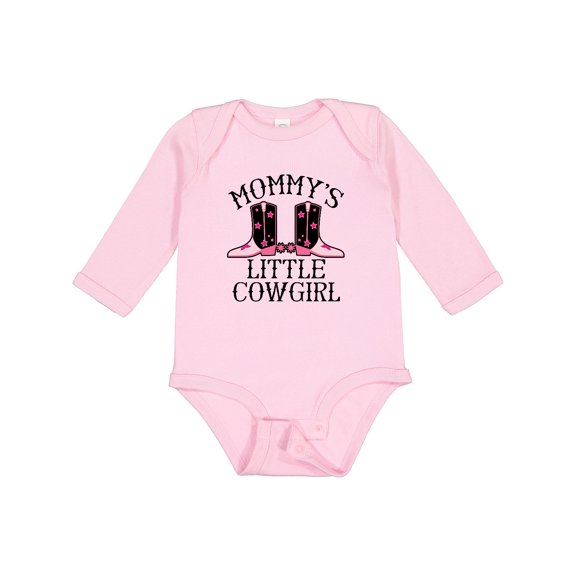 Inktastic Mommy Little Cowgirl Baby Clothes Girls Long Sleeve Baby Bodysuit