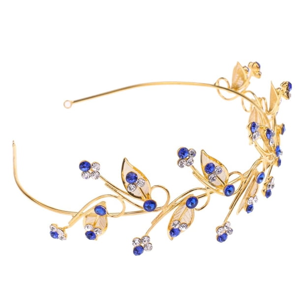 Diadema Zulema Headpiece de Muchachas Hojas de Cristal Azul