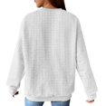 thumbnail image 4 of Women's Waffle Knit Raglan Sleeve Round Neck Long Sleeve No Hood Sweatshirt with Pocket, Fashion Casual Pullover Top for Daily Wear, Casual Activities, Festival and Work Outfits White XXL, 4 of 8