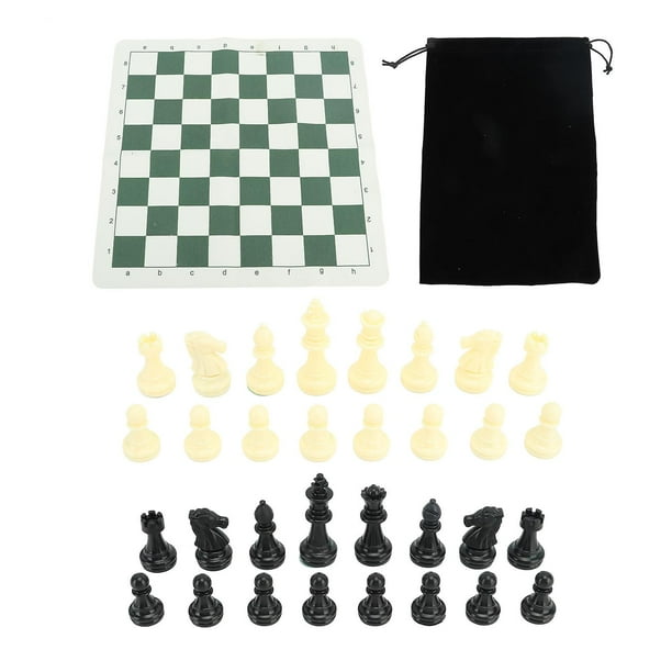 Portable Travel Chess Set, PU Leatherette Chess Set, Checkerboard, 32 Pieces, with Storage Bag