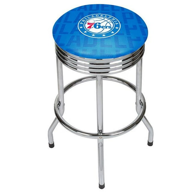 Trademark Global NBA1005-PH3 Philadelphia 76ers NBA Chrome Ribbed Bar Stool