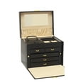 thumbnail image 5 of Luxurious Large Black Leather Jewelry Box Travel Case Storage with Mirror & Lock, 5 of 5