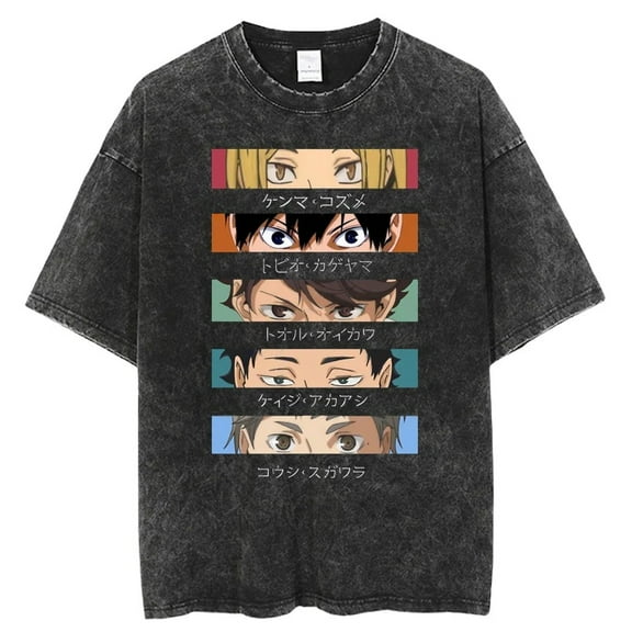 Haikyuu Men's Cotton Summer T-Shirts Vintage Tee Loose Fit Short Sleeve Casual Tshirts for Men Women L