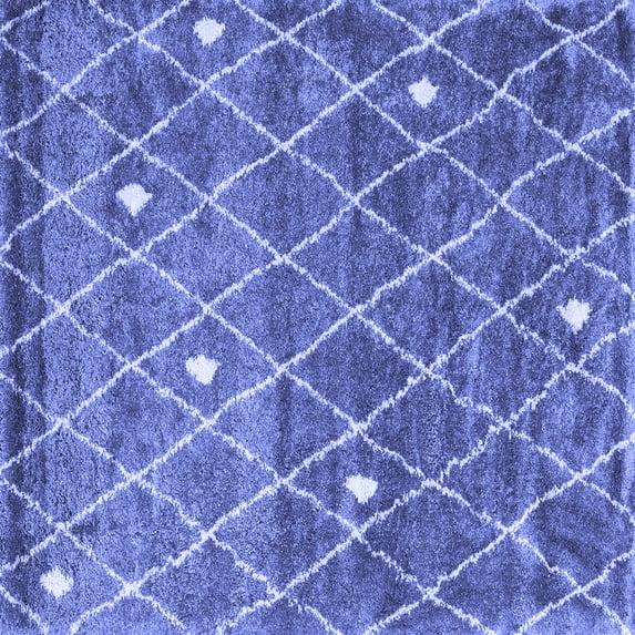 Ahgly Company Machine Washable Indoor Square Trellis Blue Modern Area Rugs, 3' Square