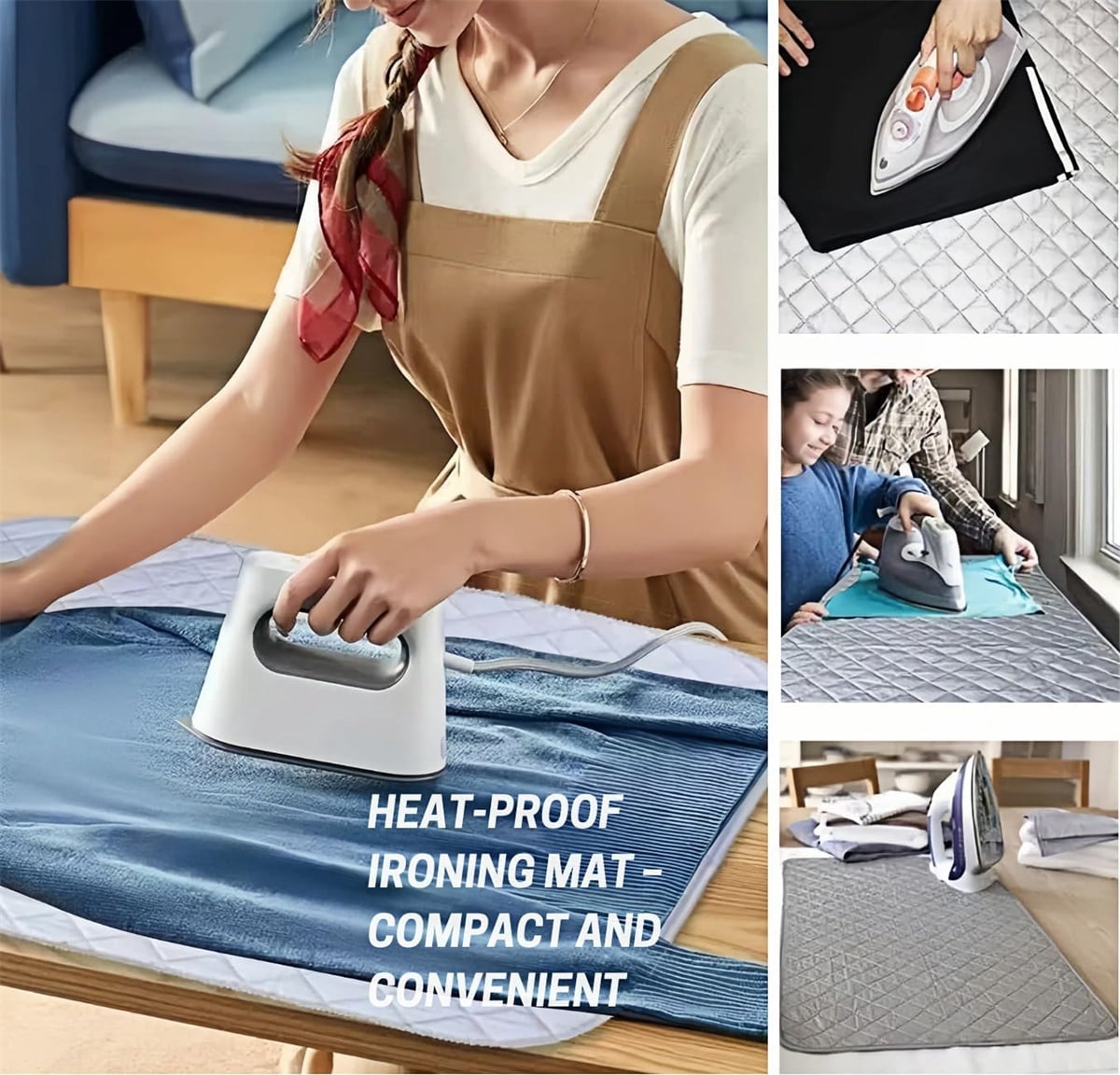 Tutuviw Premium Ironing Mat Silicone Ironing Board Table Top Quilted Insulating Pad Foldable Ironing Pad for Steam Pressing on Bed Washer Dryer,Silicone Slip Resistant Iron Rest for Hot Iron
