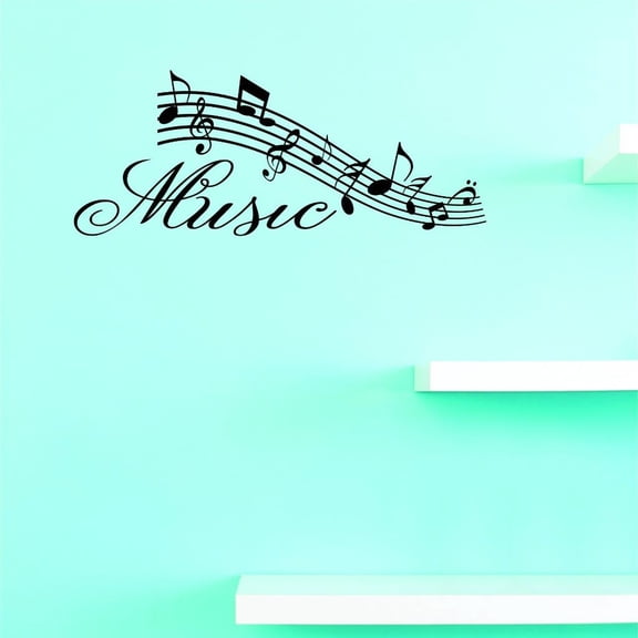 Custom Decals Music Wall Art Size: 10 X 20 Inches Color: Black