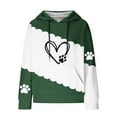thumbnail image 4 of Hooded Sweatshirt for Womens Cute Dog Paw Heart Print Hoodies with Front Pocket Sweatshirts Color Matching Waffle Knitted Long Sleeve Hooded Sweatshirts, 4 of 4