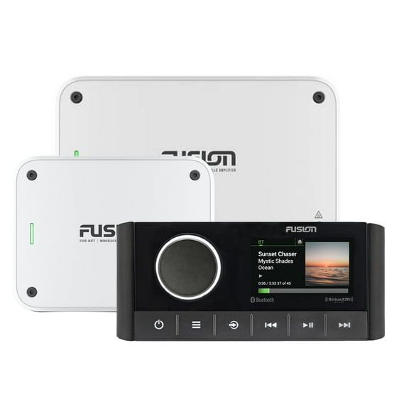 Fusion MS-RA210 Apollo Marine Entertainment System With Fusion MS-AP61800 Apollo 6 Channel and MS-AP12000 Mono Amplifiers