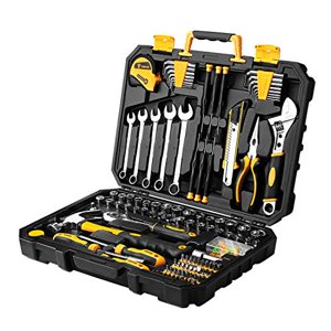 DEKOPRO 158 Ensemble d'outils de pièce-Kit à main de ménage général, ensemble d'outil de réparation automatique, avec boîte à outils en plastique