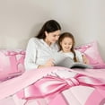thumbnail image 4 of jejeloiu Personalized Gifts Bow King Size Comforter Sets,Letter K Bedding Comforter Set,Pink Bling Print Bedding Set For Children,Lightweight Room Decoration Reversible,3-Piece, 4 of 7