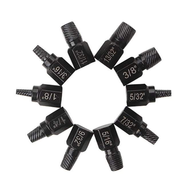 JIAHAOO Screw Extractor Set for Home and Professional Use 10 Pieces Alloy Steel Construction Remove Broken Screws Bolts and Pins