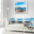 thumbnail image 2 of Designart Open Window to Blue Seashore - Landscape Wall Throw Pillow - 16x16, 2 of 4