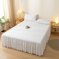 thumbnail image 5 of Qholemyo Solid Color Concise Bed Skirt - Washed Cotton Edge Design, Dirtproof Non-Slip Protective Bedspread Skirt, Queen Size Bed Skirt for Beds with Sheets & Bed Hats, 5 of 5