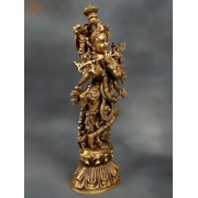 18 Brass Lord Krishna Statue Playing Flute
