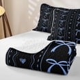 thumbnail image 4 of Erosebridal Black Blue Ribbon Bed Spread Queen for Girl, Kawaii Princess Cartoon Queen Coverlet Set, 3-Piece, 4 of 7