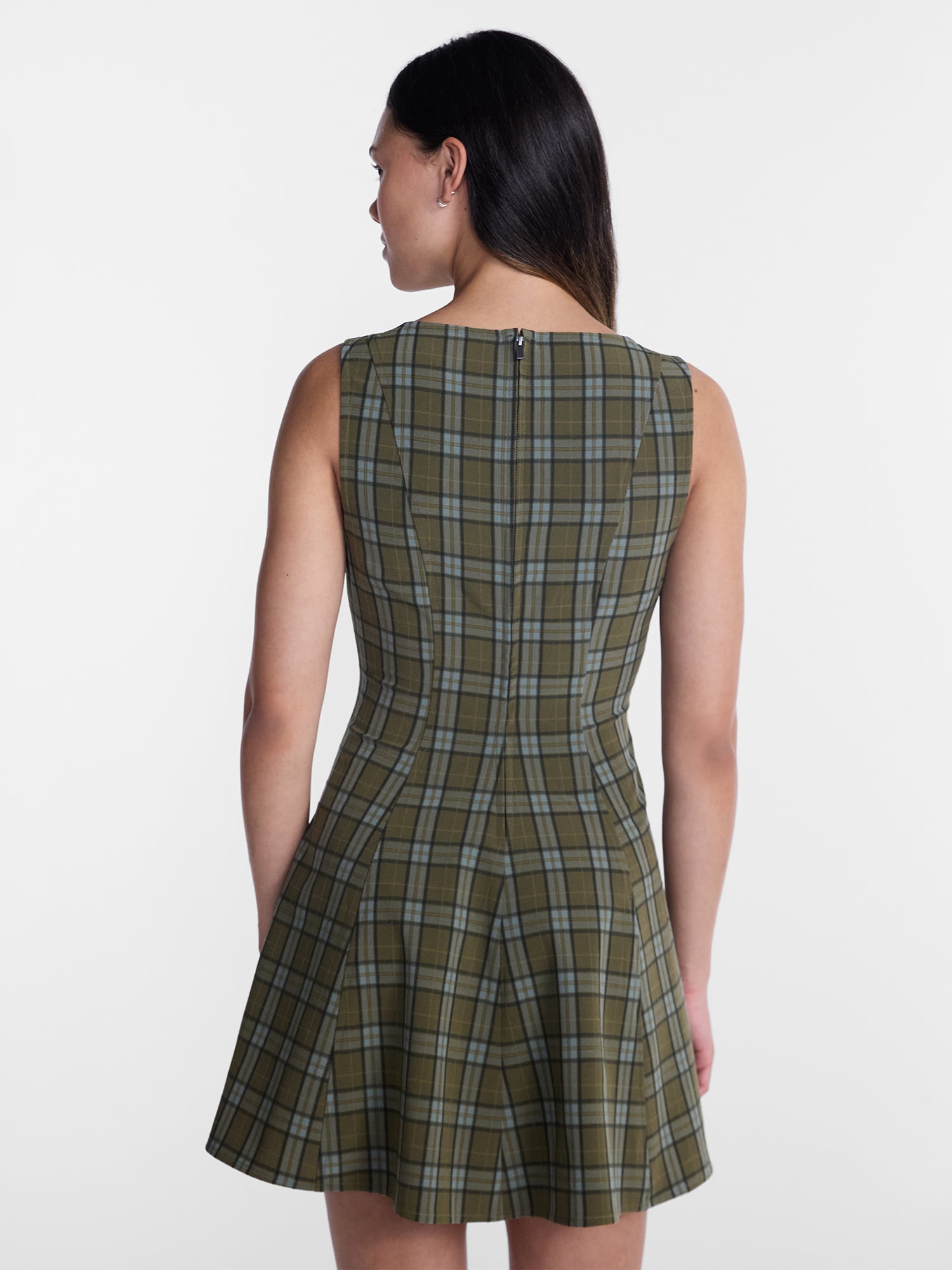 No Boundaries Fit and Flare Plaid Mini Dress, Women’s XXS-XXL
