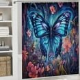 thumbnail image 5 of Wildflowers Butterfly 4 Piece Shower Curtain Sets, with Non-Slip Rugs, Toilet Lid Cover And Bath Mat, for Bathroom Decor Set, 5 of 8