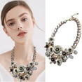thumbnail image 2 of Women Floral Chain Statement Bib Big Necklace Collar Fashion Jewelry, 2 of 9