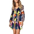 thumbnail image 3 of Women Summer Tunic Dress V Neck Casual Loose Flowy Swing Shift Dresses, 3 of 6