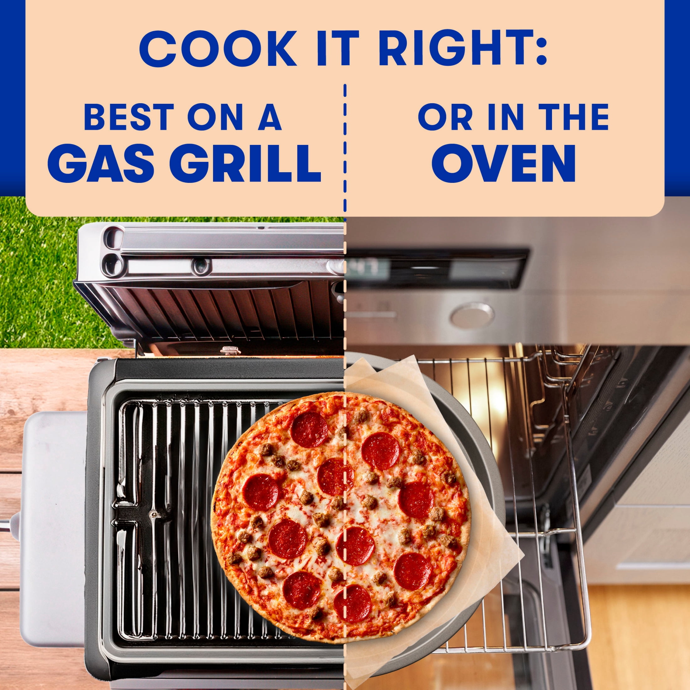 Jack's Frozen Meat Pizza, Sausage, Pepperoni and Cheese, Original Thin Crust Pizza for Grilling, 15 oz (Frozen)​