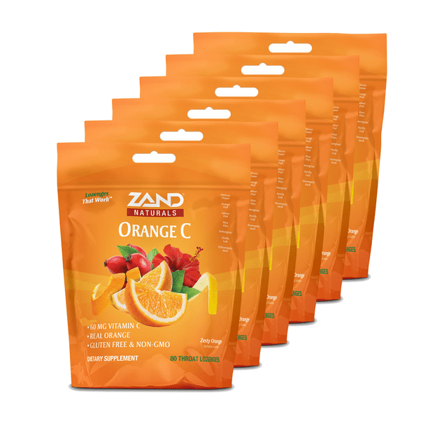 Zand Immunity Orange C HerbaLozenge Vitamin C Throat Drops w/ Soothing Herb Extracts NonGMO
