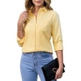 thumbnail image 2 of Siliteelon Womens Button Down Shirt Long Sleeve Oxford Cotton Blouse Classic Fit Wrinkle Resistant Office Work Top with Pocket, 2 of 8